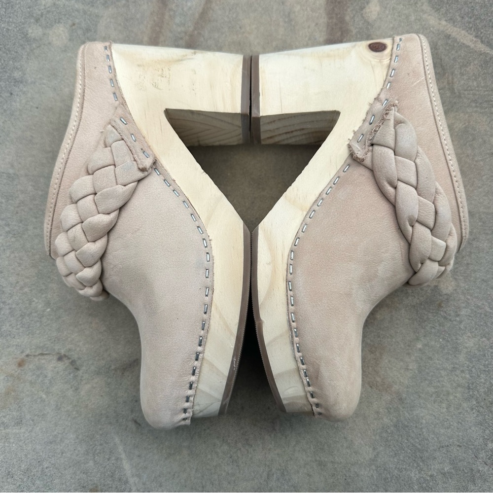 Dolce Vita Hila Braided Clogs Mules Platform Wood Heel Nude Leather Size 6 - Picture 6 of 10